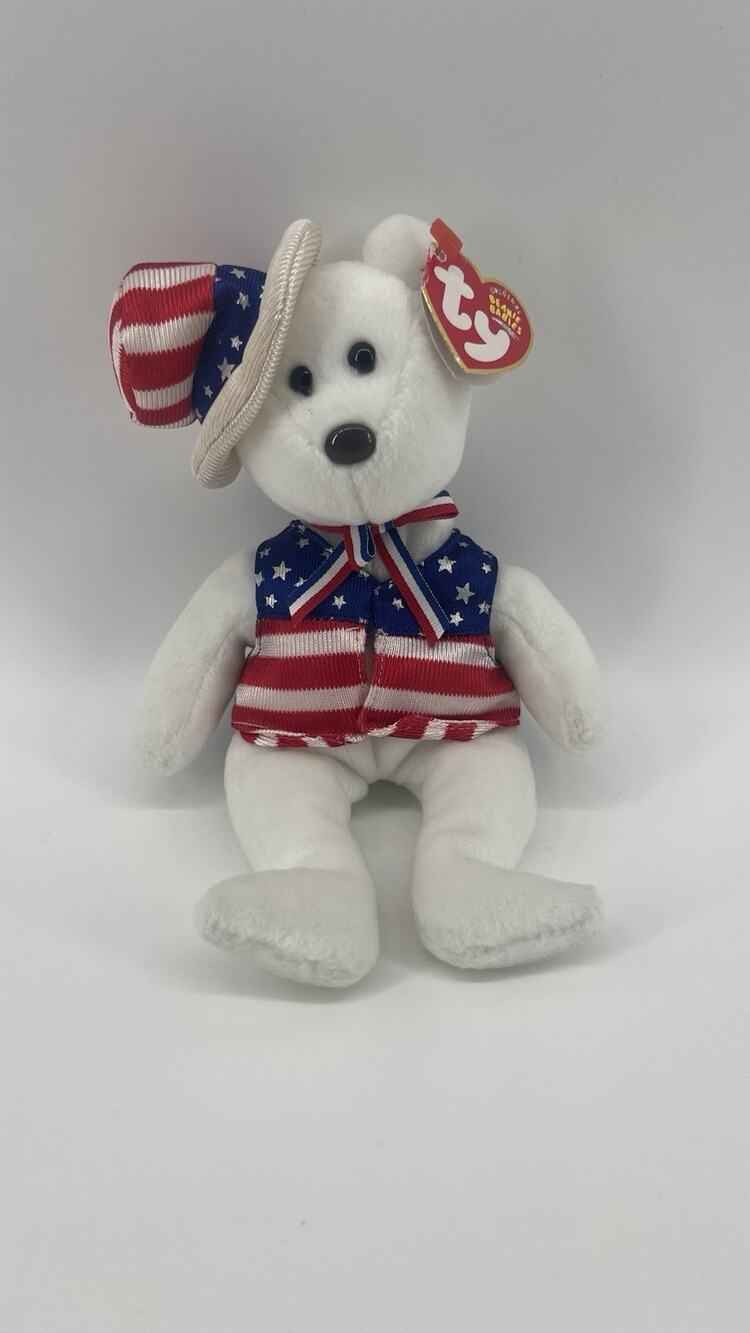 Ty Beanie Baby - SAM the Bear (Blue Version)